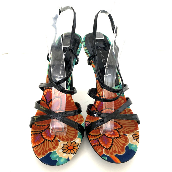 Casadei Sandal Black Patent Leather Strappy Slim Heel Open Toe Ankle Str… - Picture 5 of 11